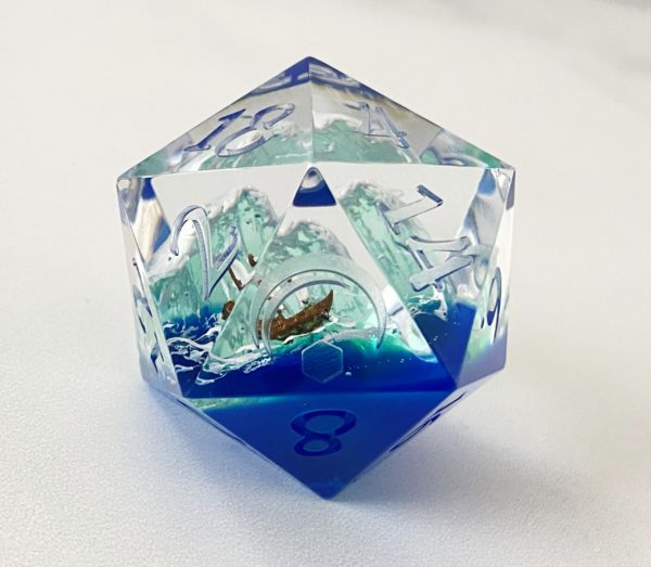 Tsunami d20, 37mm Handmade Resin Die - Image 2