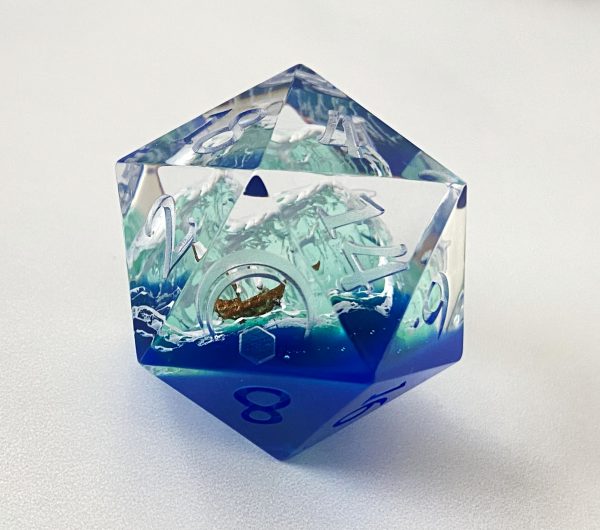 Tsunami d20, 37mm Handmade Resin Die - Image 3