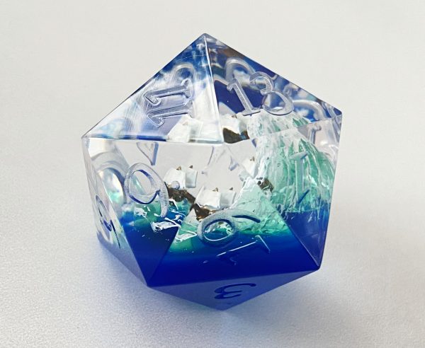 Tsunami d20, 37mm Handmade Resin Die - Image 4