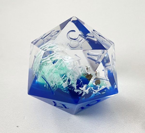 Tsunami d20, 37mm Handmade Resin Die - Image 5