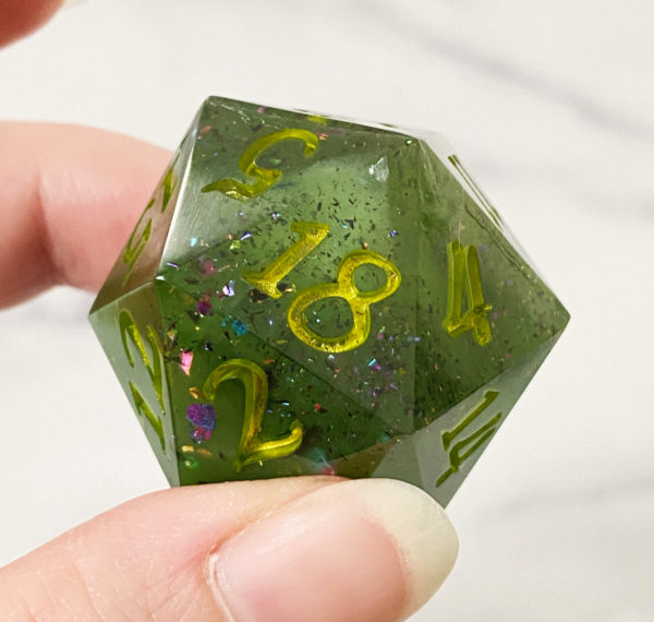 Poison Spray d20, 37mm Handmade Resin Die - Image 4