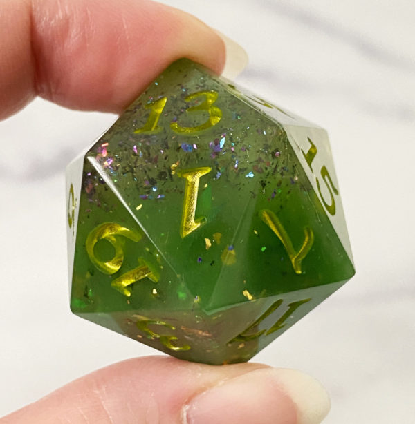 Poison Spray d20, 37mm Handmade Resin Die - Image 3