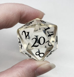 Shimmer Black Raised Number d20, 34mm Handmade Resin Die