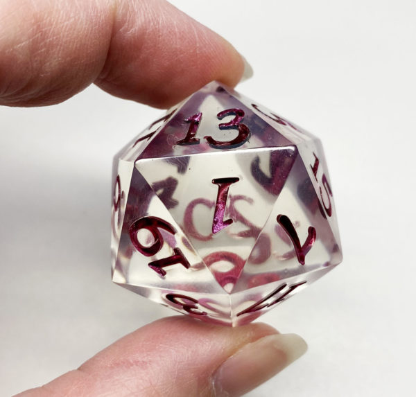 Fuchsia Ombre Ink d20, 37mm Handmade Resin Die - Image 2
