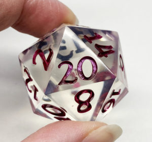 Fuchsia Ombre Ink d20, 37mm Handmade Resin Die
