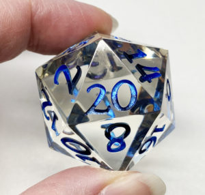 Blue Ombre Ink d20, 37mm Handmade Resin Die