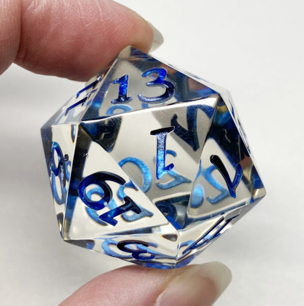 Blue Ombre Ink d20, 37mm Handmade Resin Die - Image 2