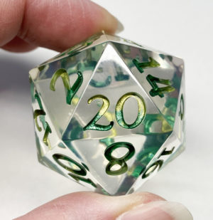 Green Ombre Ink d20, 37mm Handmade Resin Die