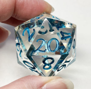 Teal Ombre Ink d20, 37mm Handmade Resin Die