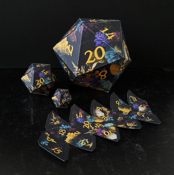 Dark Bold Floral Printable D20