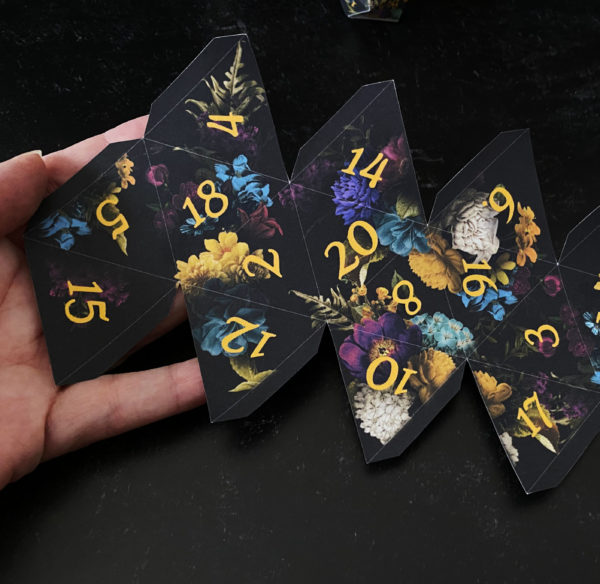Dark Bold Floral Printable D20 - Image 3