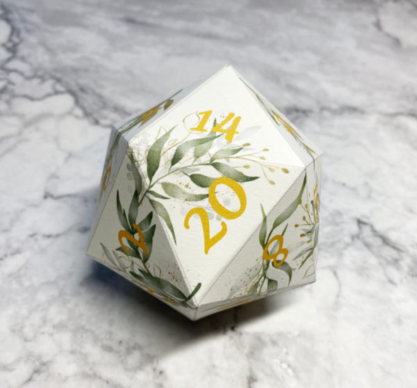 Green and Gold Leaves Printable D20 - Image 2