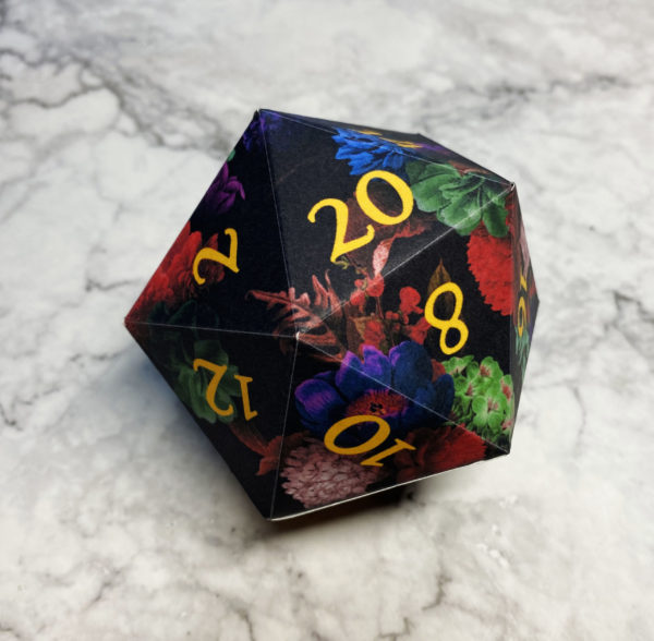 Dark Orange Floral Printable D20 - Image 2