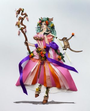 Flowers and Fae Mixed Media Illustration