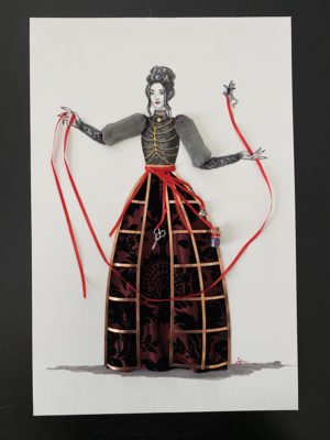 Cages and Ribbon Mixed Media Illustration