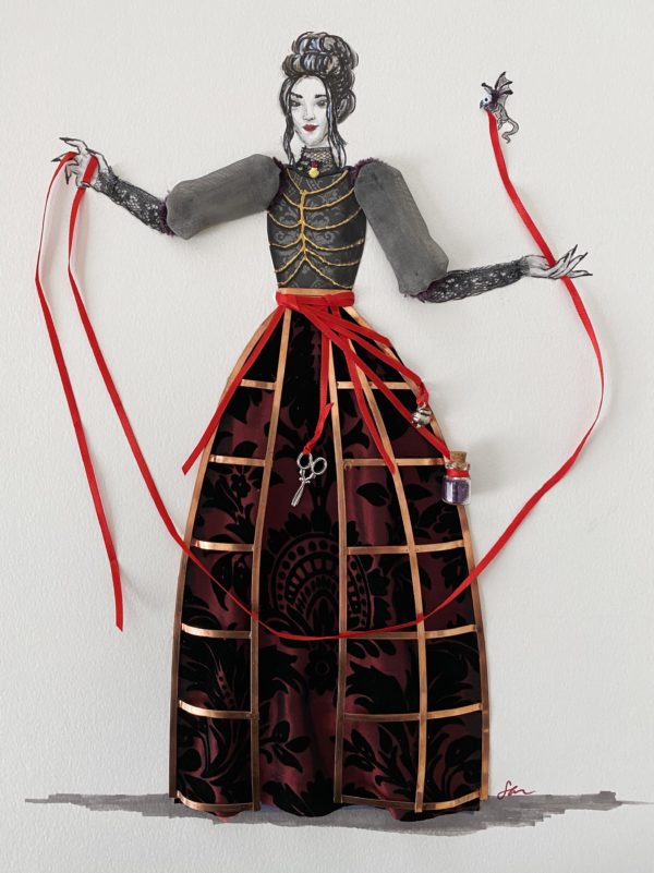 Cages and Ribbon Mixed Media Illustration - Image 7