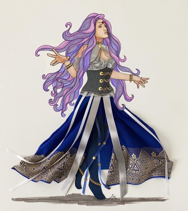 Lightning and Luna Mixed Media Illustration