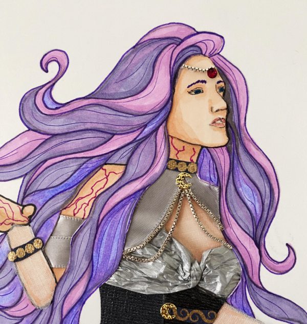 Lightning and Luna Mixed Media Illustration - Image 2