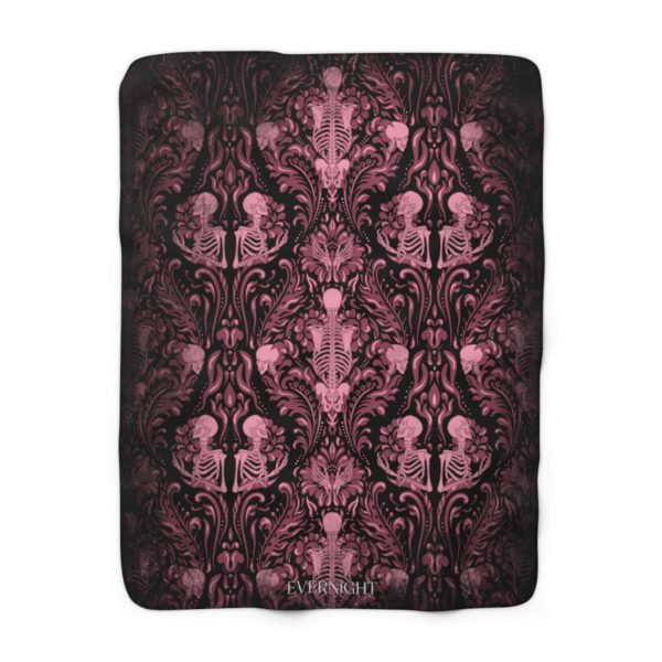 Pink Nameless Bones Sherpa Fleece Throw Blanket - Image 3