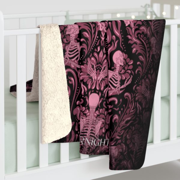 Pink Nameless Bones Sherpa Fleece Throw Blanket - Image 5