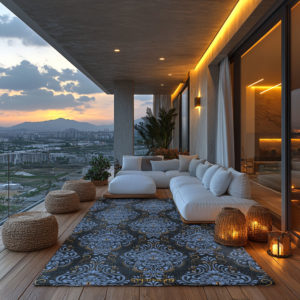 Blue Sphere of Eyes Area Rugs