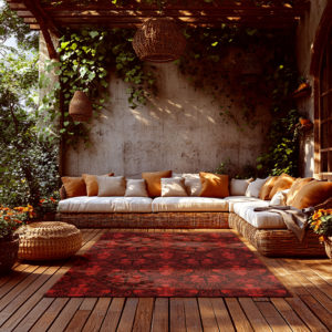 Red Nameless Bones Area Rugs
