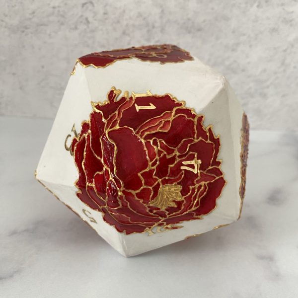 Dark Peony, Handmade d20 Die - Image 4
