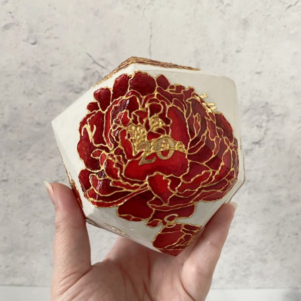 Dark Peony, Handmade d20 Die - Image 2